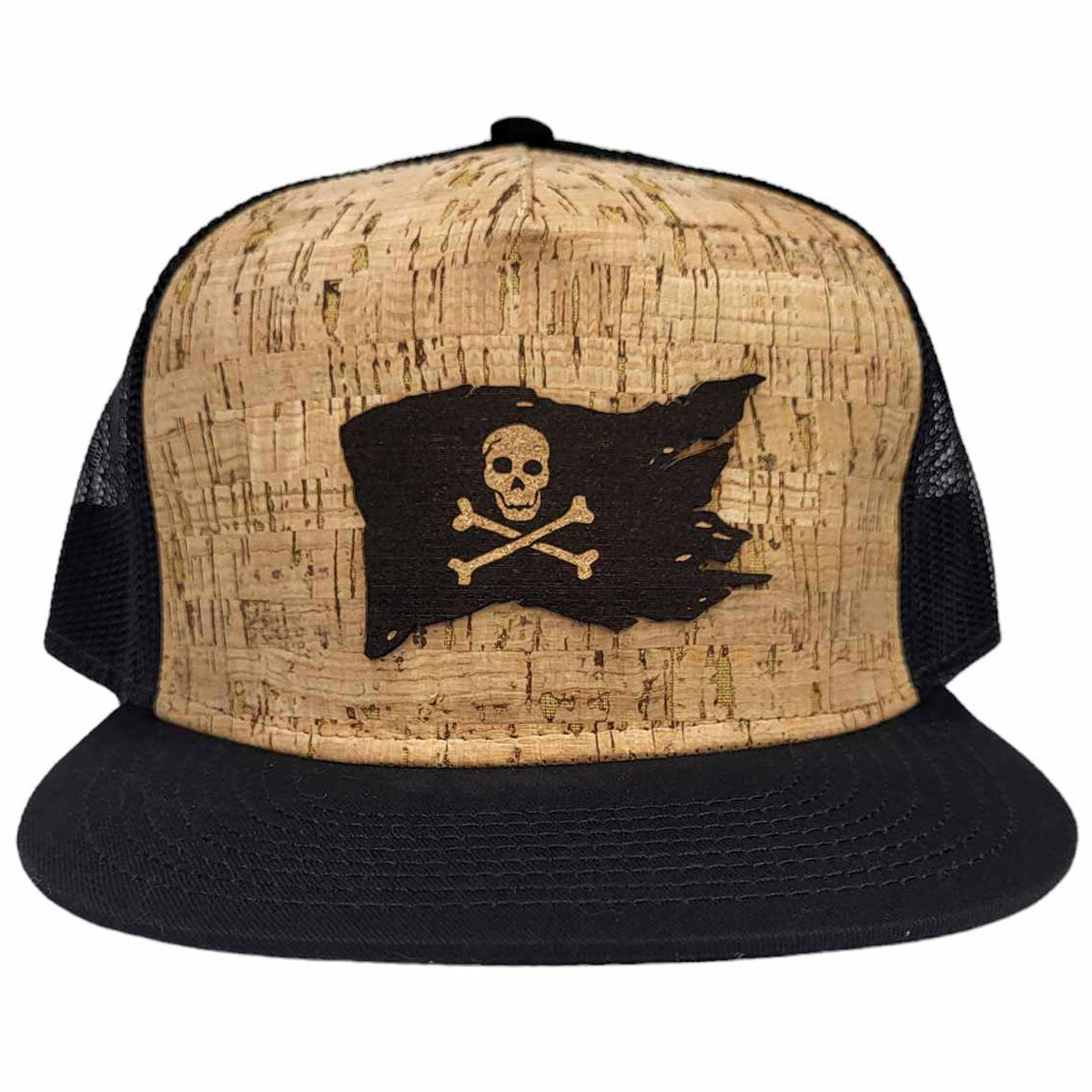 Pirate Flag Flat Bill Cork Hat