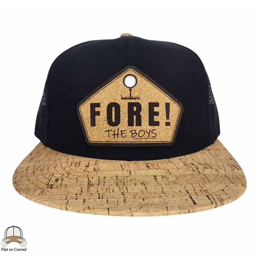 FORE The Boys Golf Cork Flat or Curved Hat