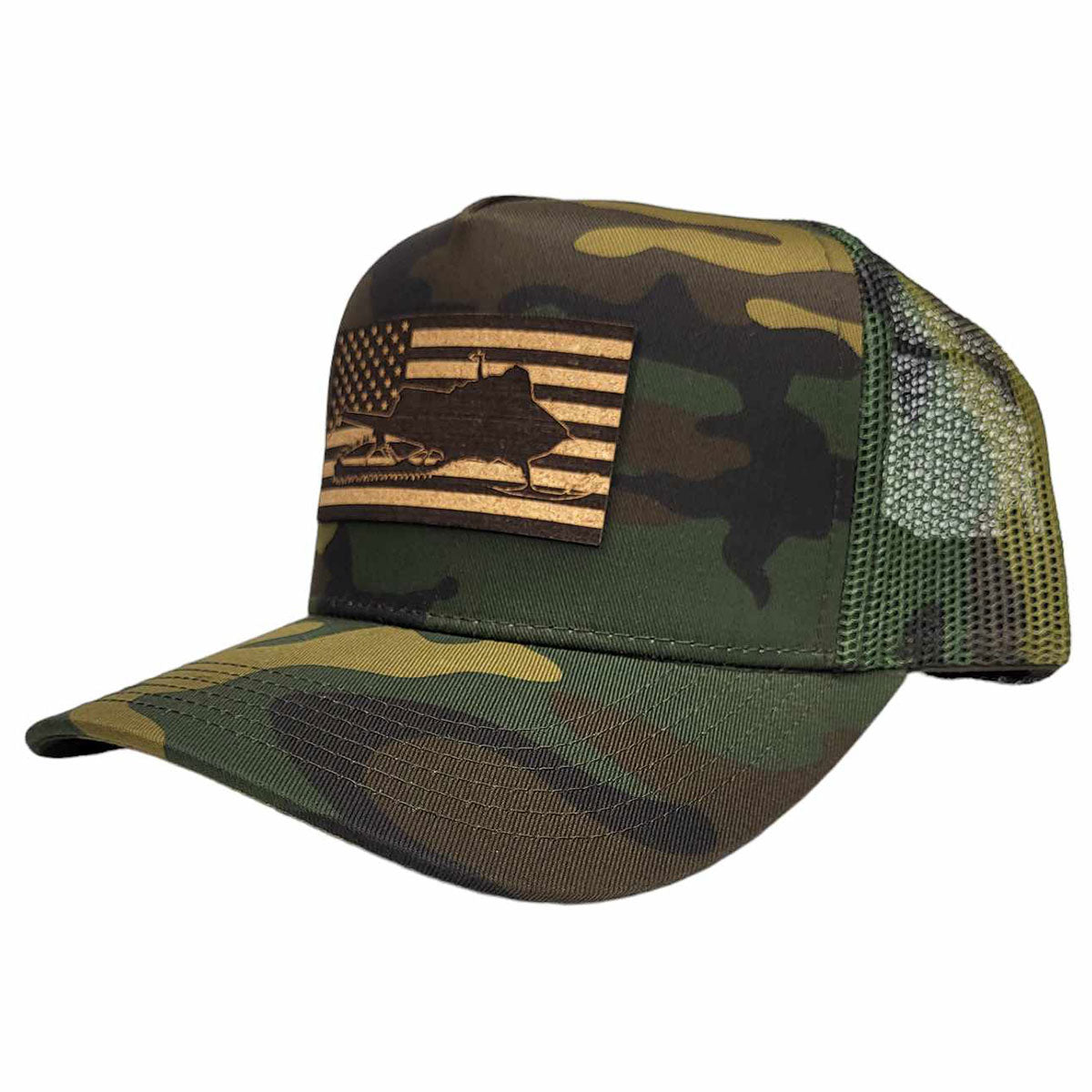 Snowmobiling America Flag Hat