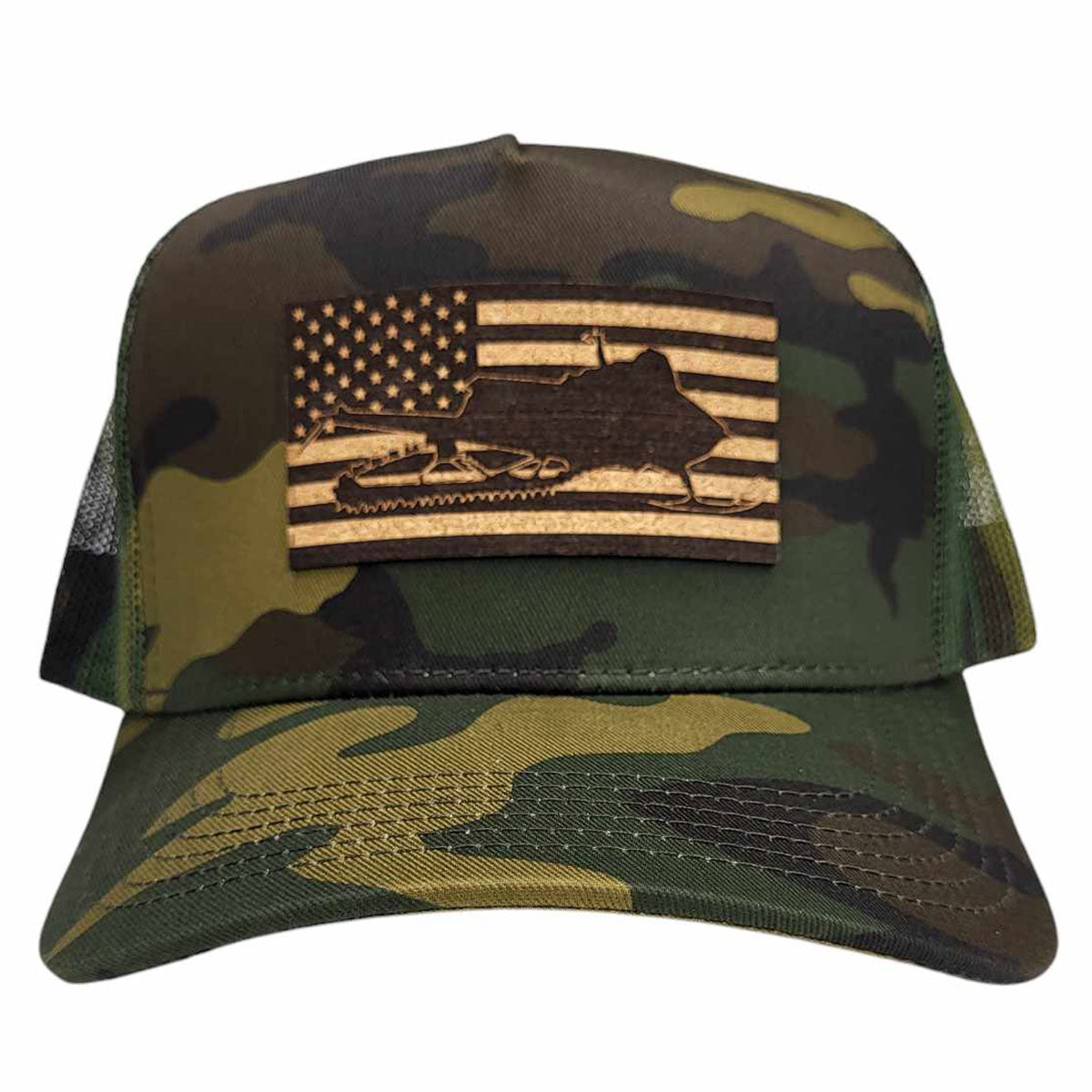 Snowmobiling America Flag Hat