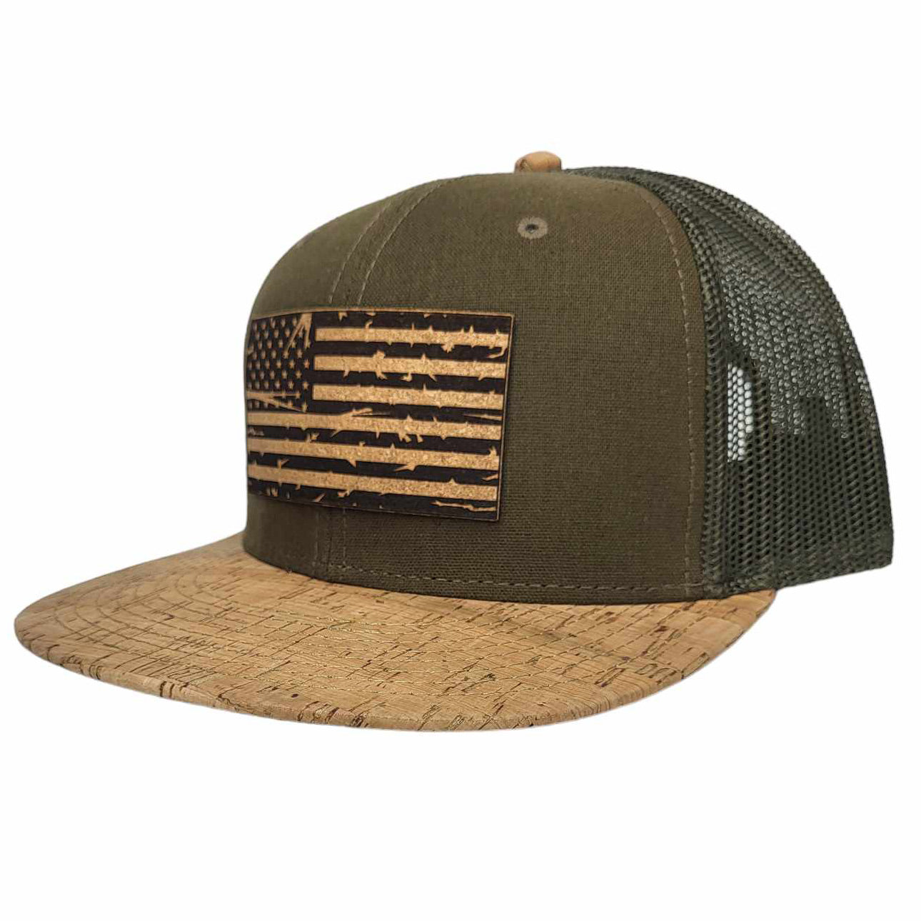 Merica Distressed Flag Flat or Curved Cork Hat