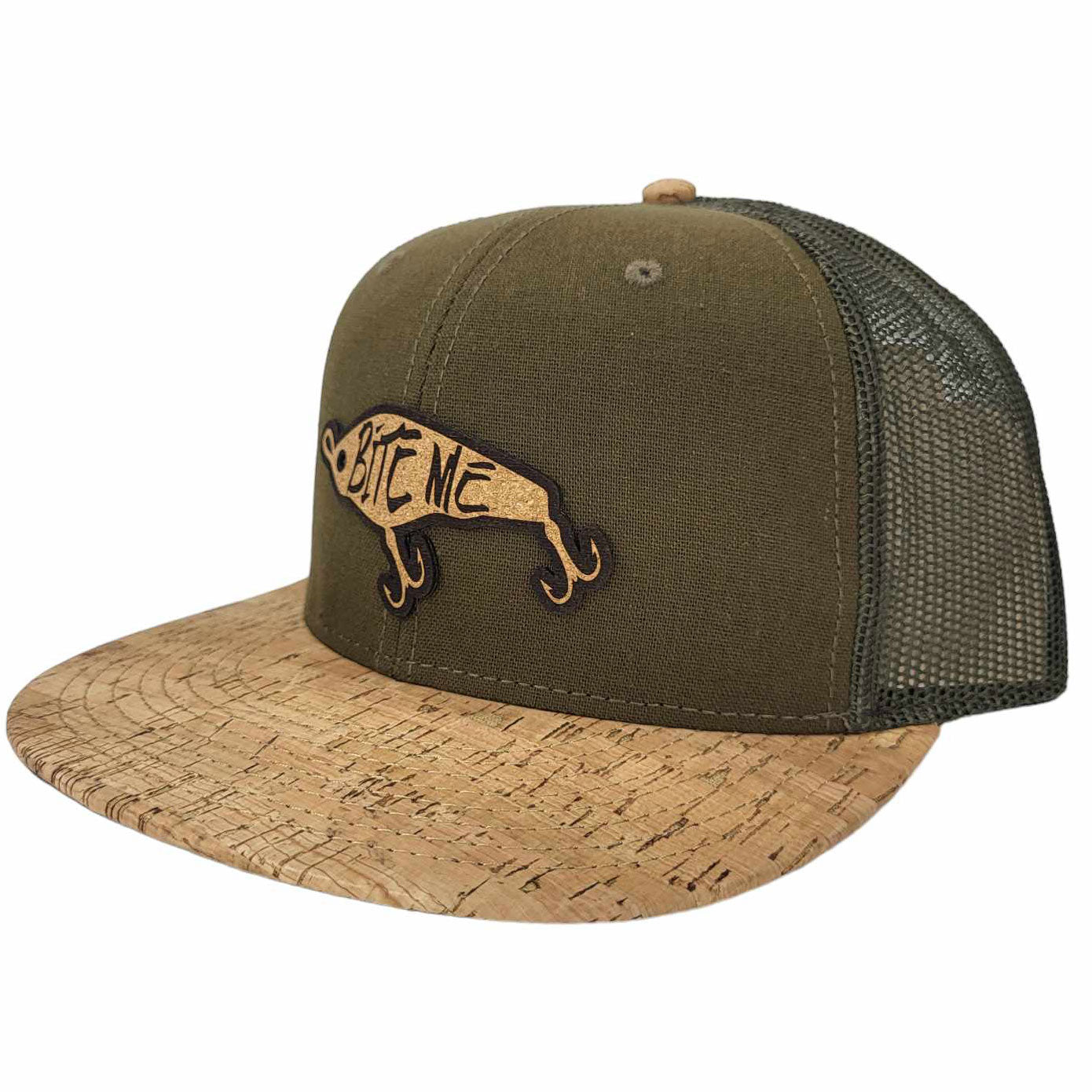 Bite Me Fishing Cork Flat or Curved Hat