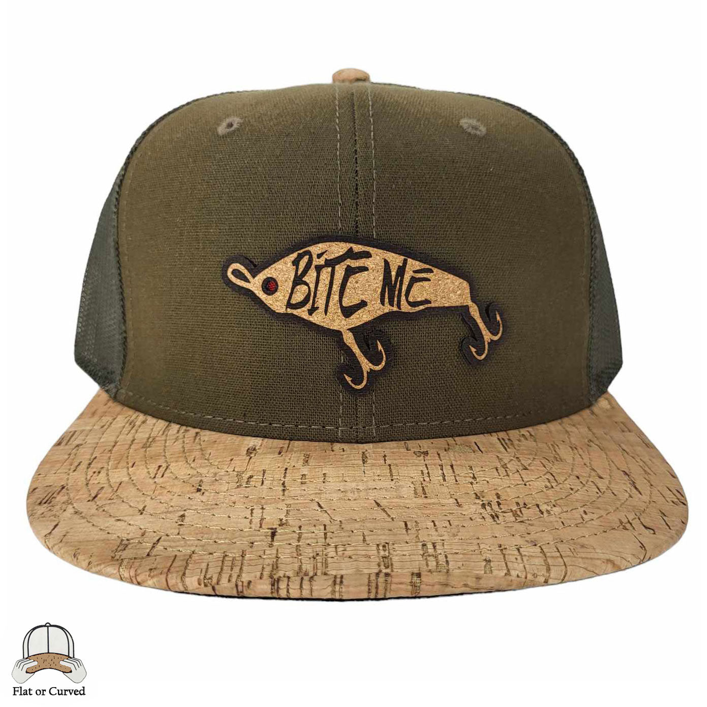 Bite Me Fishing Cork Flat or Curved Hat