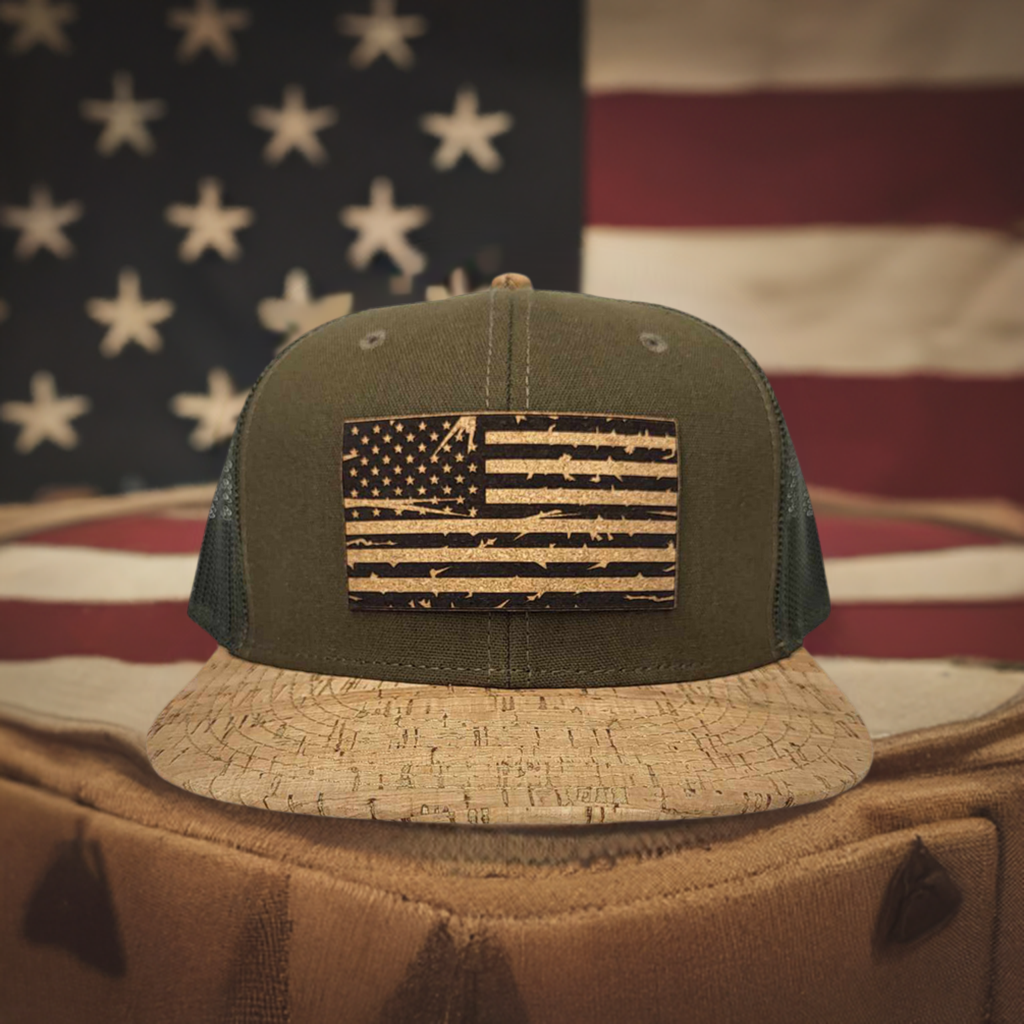 Merica Distressed Flag Flat or Curved Cork Hat