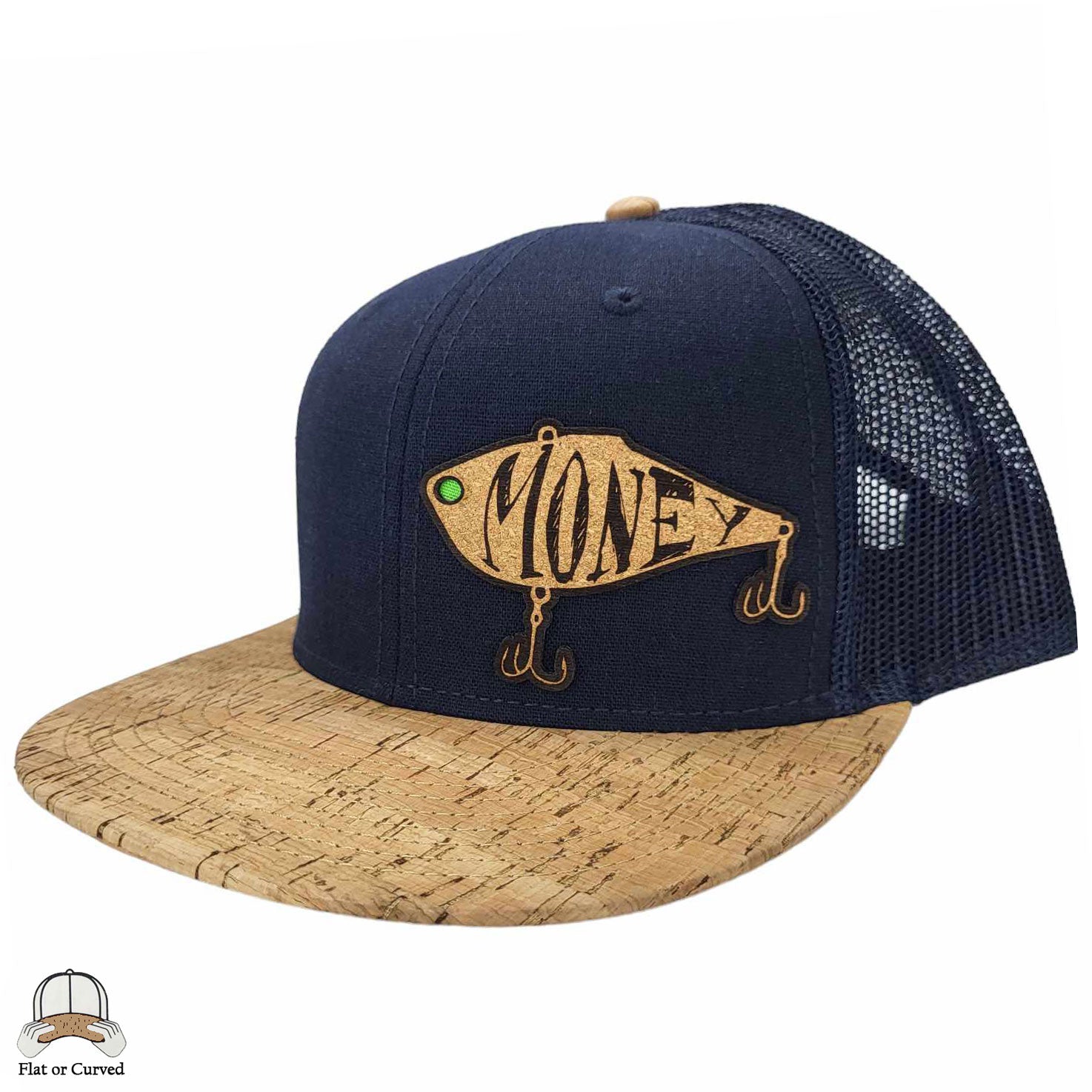 Money Fishing Cork Flat or Curved Hat