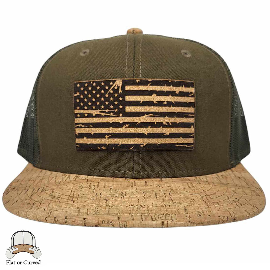 Merica Distressed Flag Flat or Curved Cork Hat